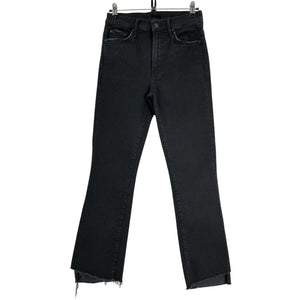 Mother Sleek Black Insider Crop Step Fray Denim Jeans Size 27