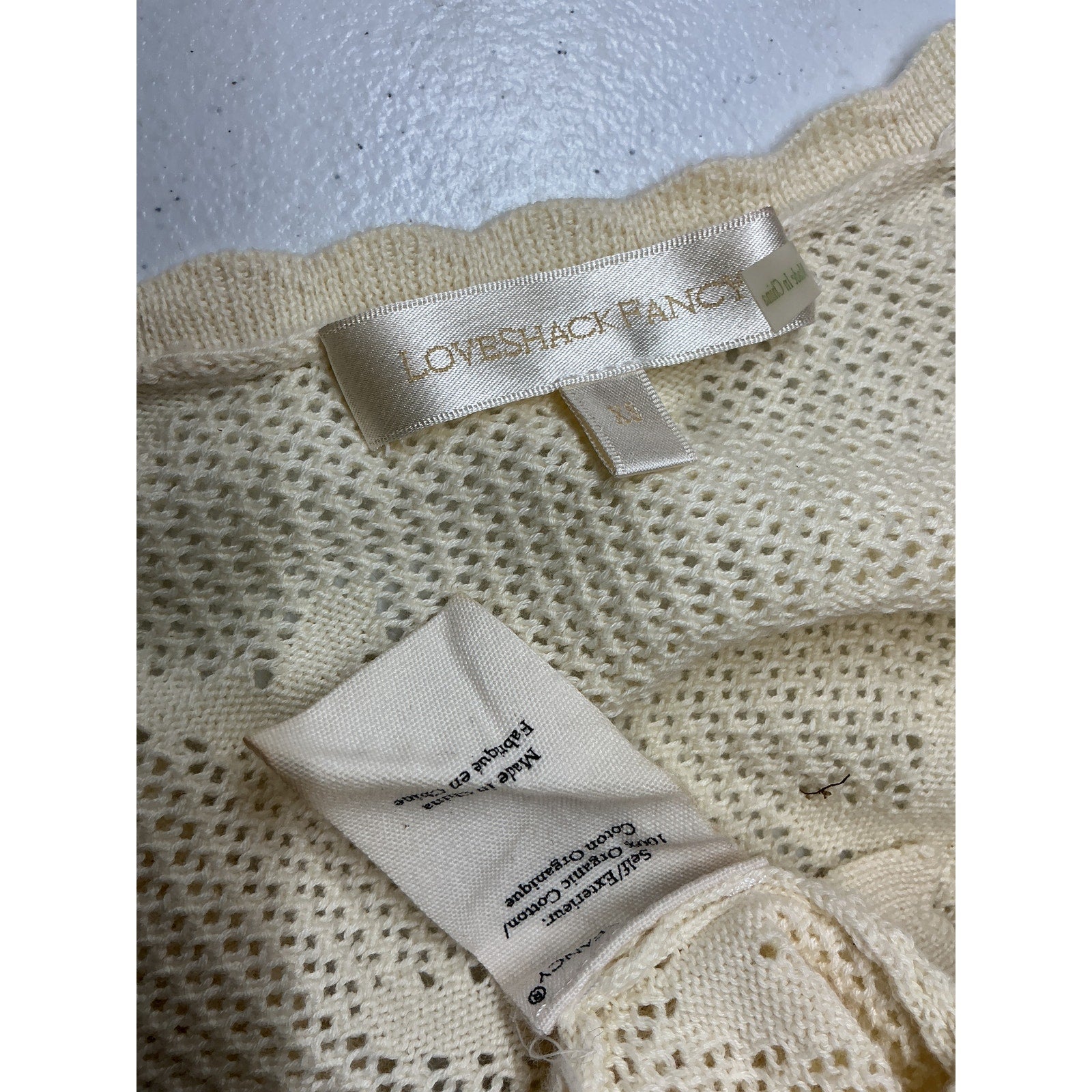 Loveshackfancy 'Venice' White Cotton Cardigan Sweater Size XS