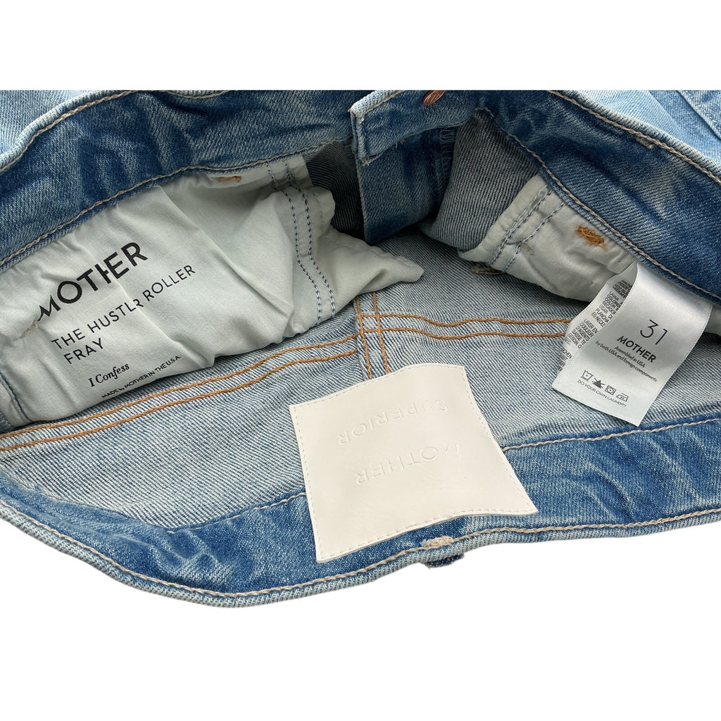 Mother 'The Hustler' Blue Cotton Roller Sneak High-Rise Wide-Leg Denim Jean Size 31