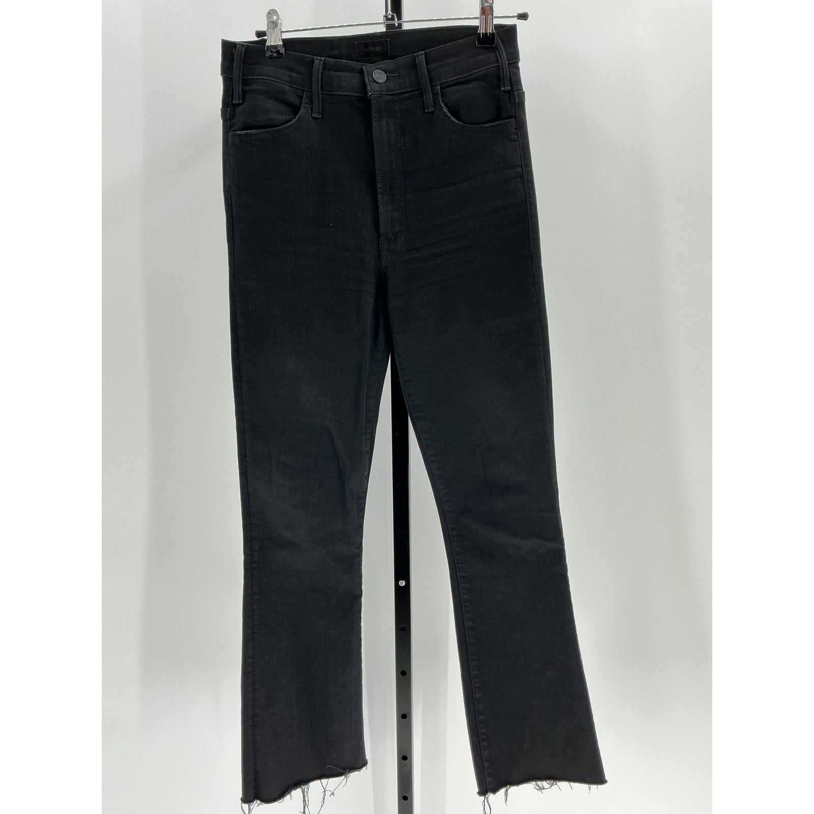 Mother 'The Hustler' Black Cotton Ankle Fray Denim Jean Size 27