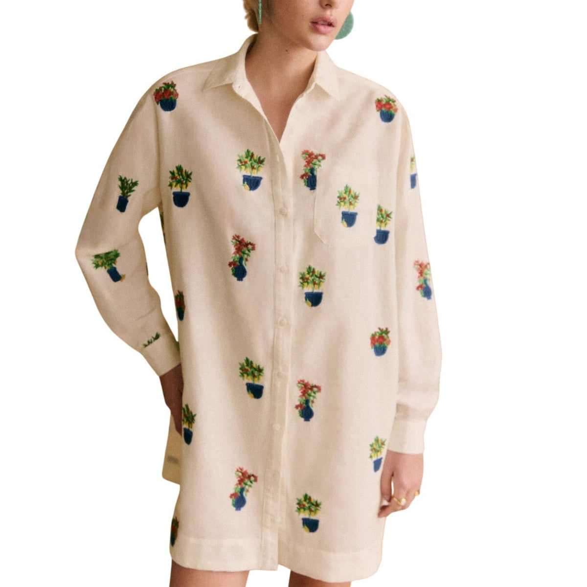 Sezane Embroidered White Maxine Dress Size 36