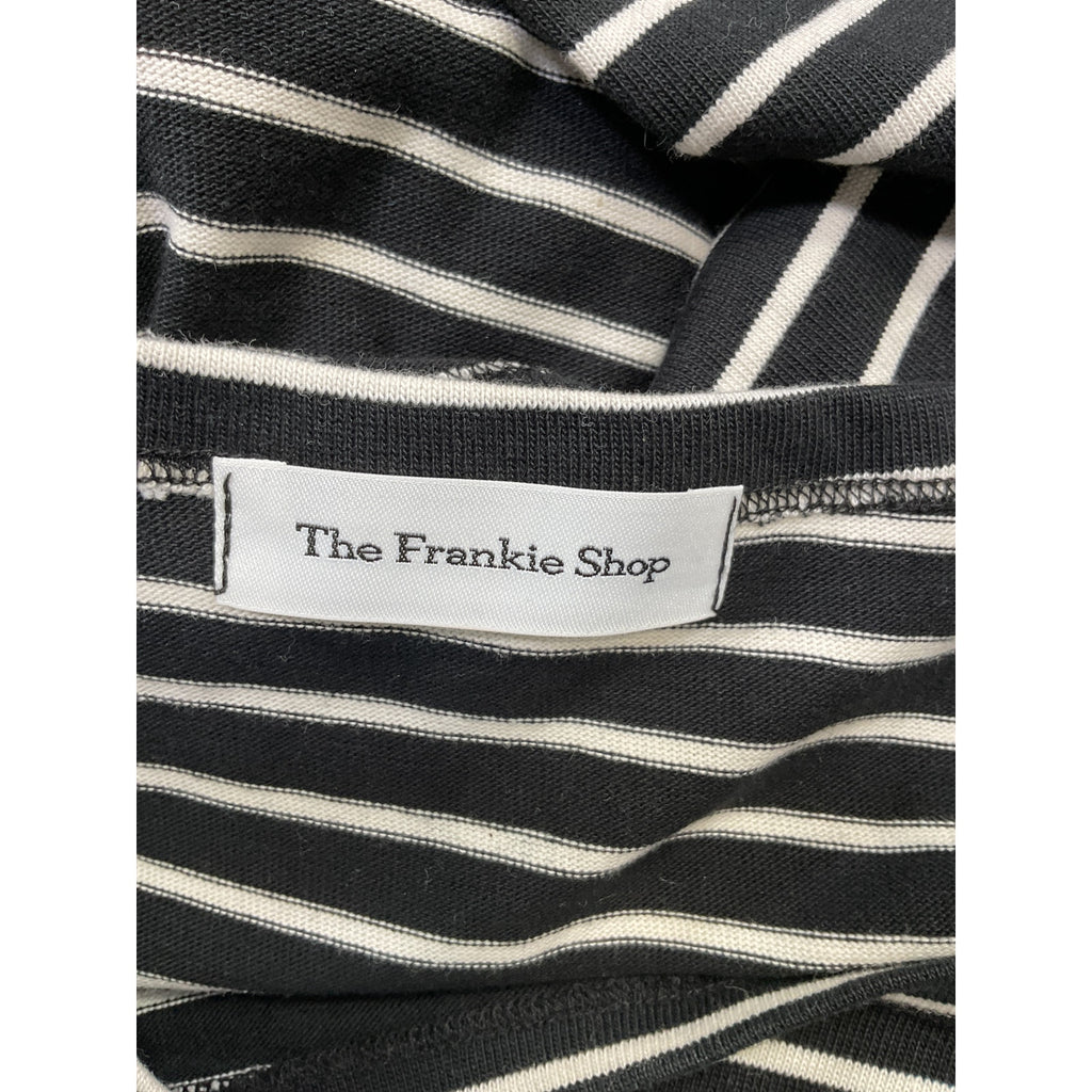 The Frankie Shop 'Tilla' White Cropped Striped Cotton-Jersey Top Size XS