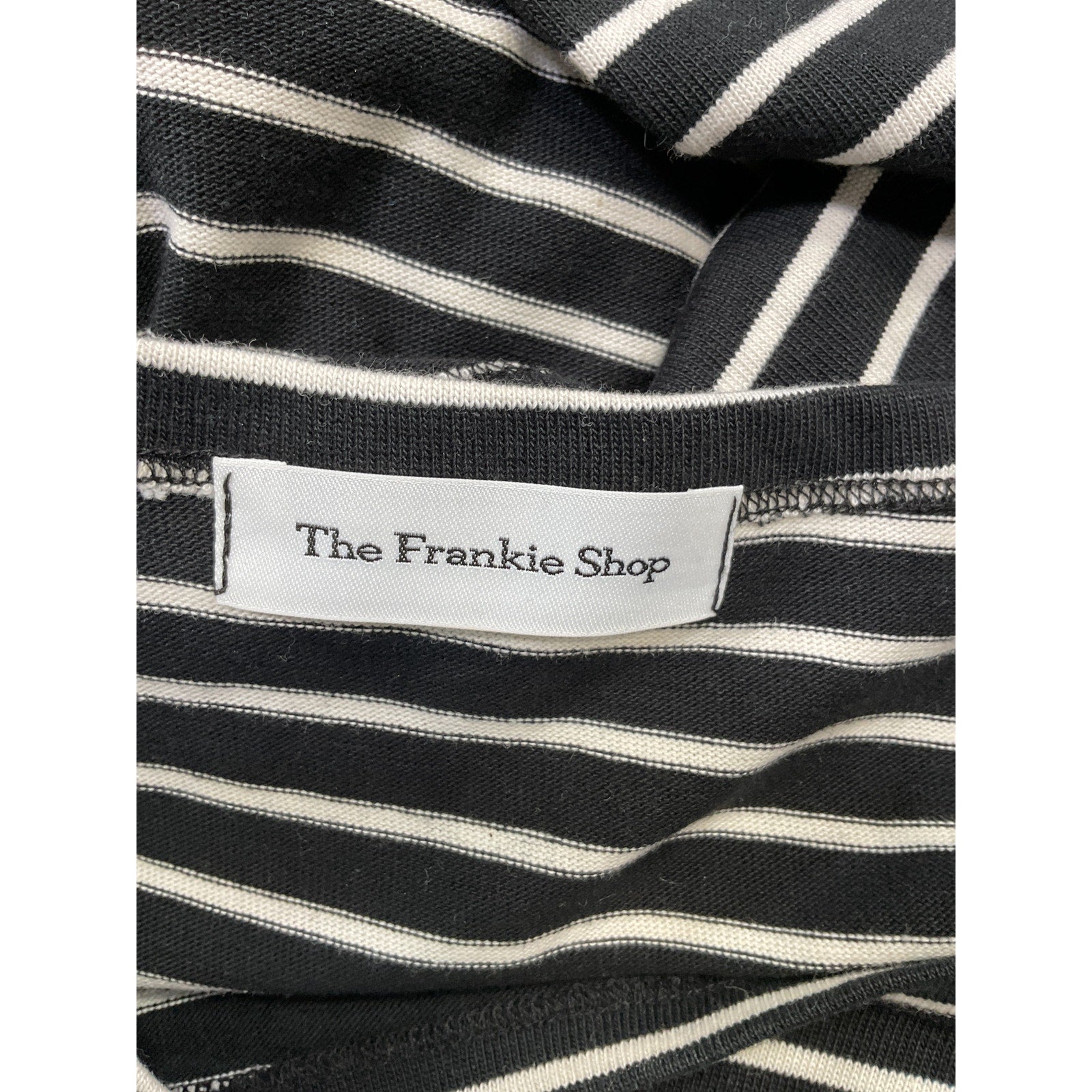 The Frankie Shop 'Tilla' White Cropped Striped Cotton-Jersey Top Size XS