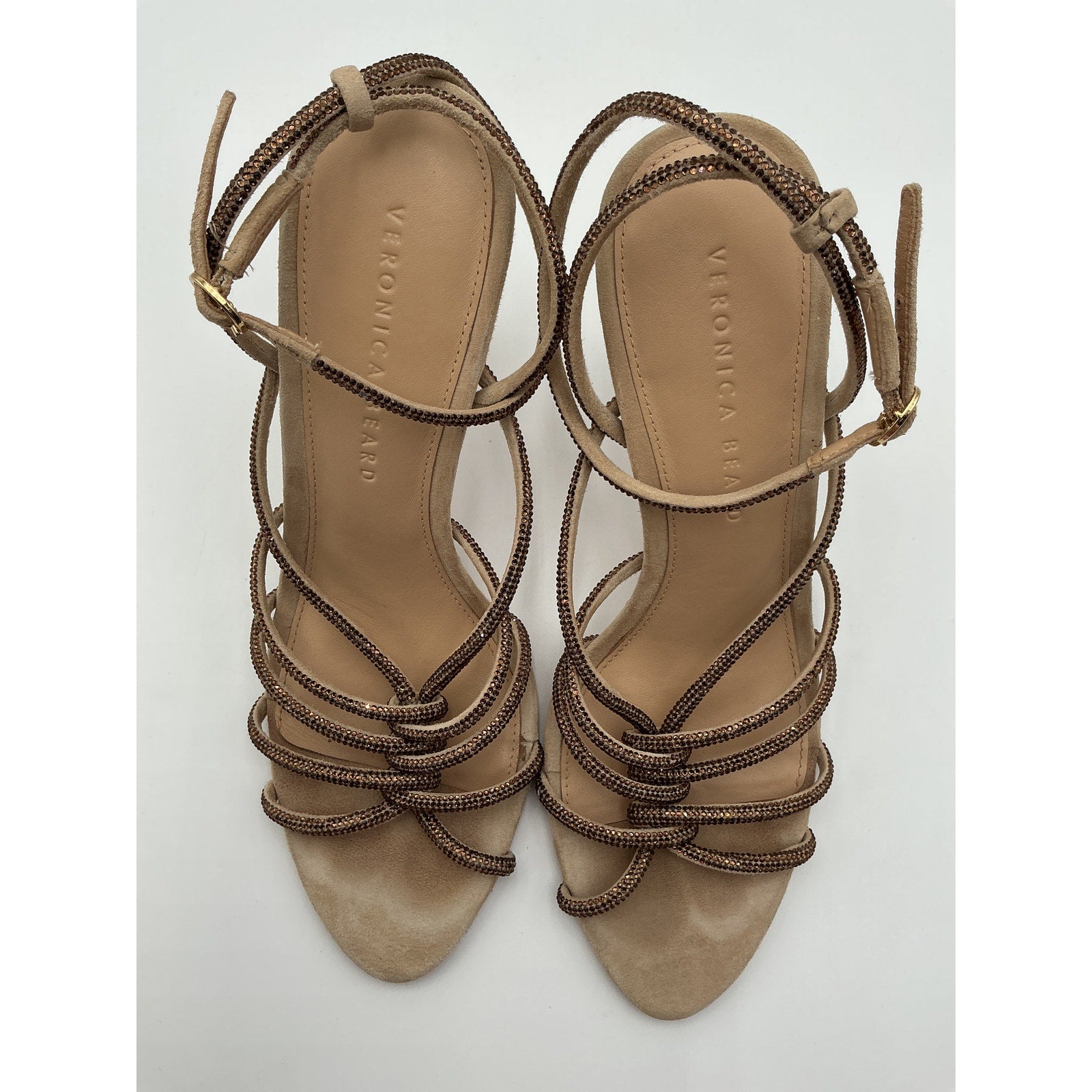 Veronica Beard 'Aneesha' Tan Leather Heel Sandal Size 8