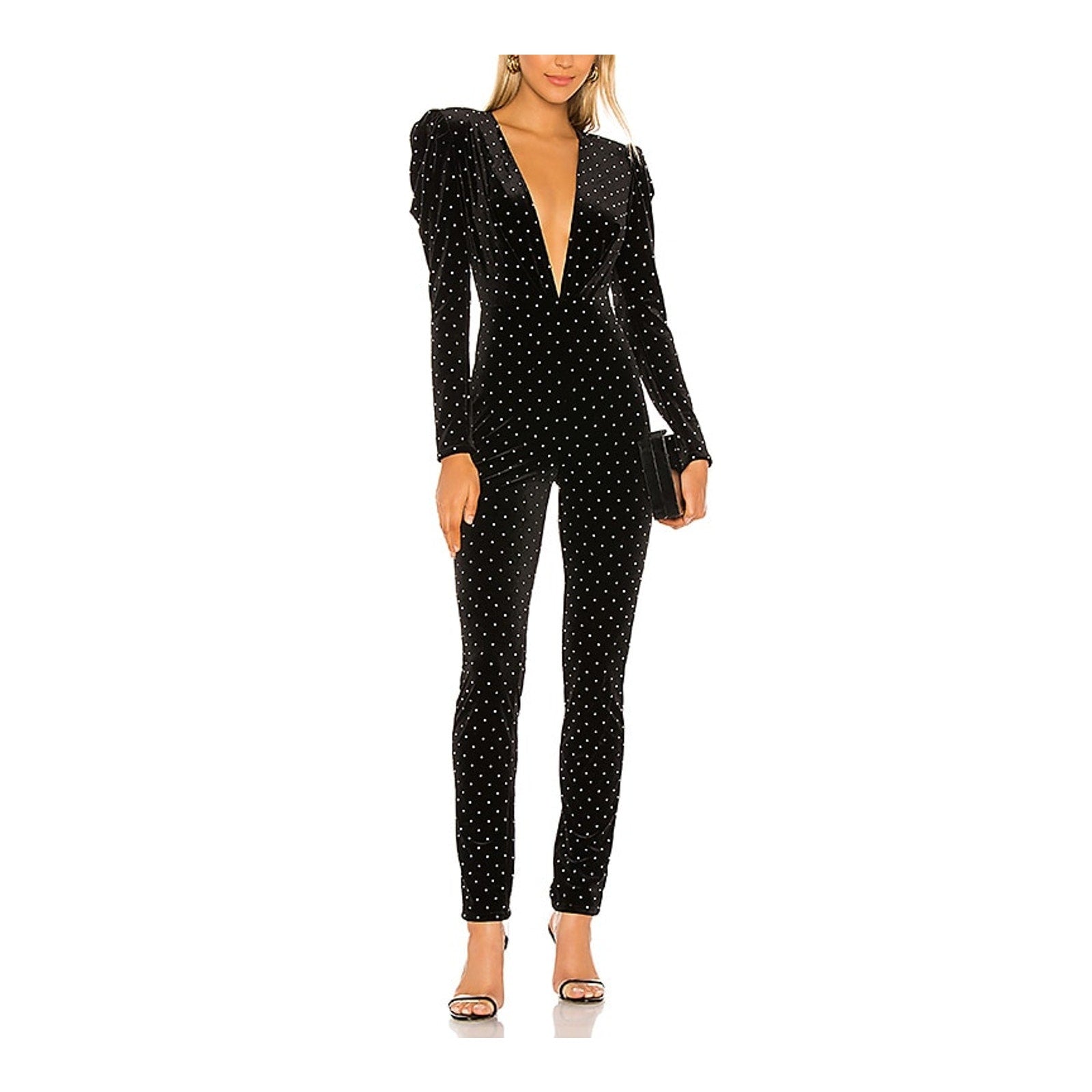 Michael Costello x Revolve 'Lulu' Black Polyester Jumpsuit Size L