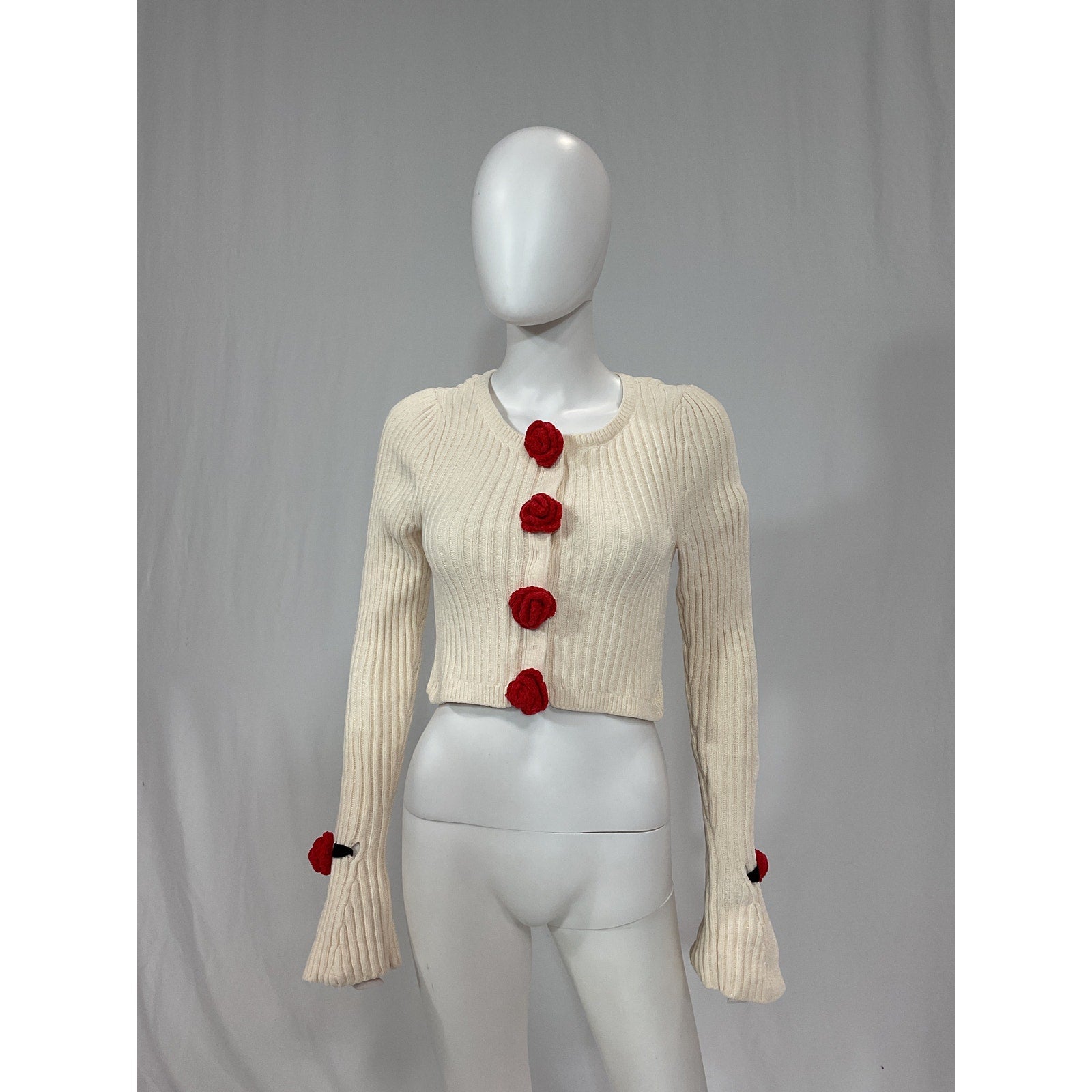 For Love & Lemons 'Roxana' White Rosette Cardigan Size S