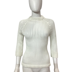 Nonchalant Label Ribbed White Tassa Sweater Size XS NWT
