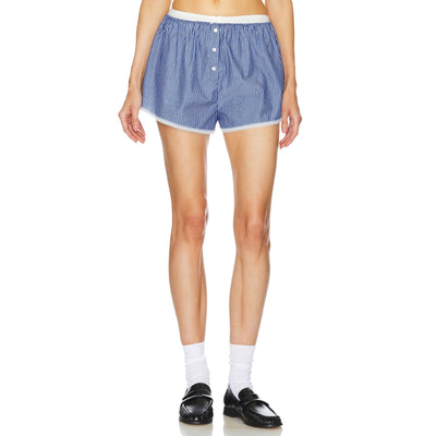 Helsa Pinstripe Poplin Blue House Size L Cotton Shorts