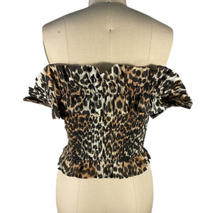 Ganni Ruffled Black Off Shoulder Top Size 34 EU / US 2