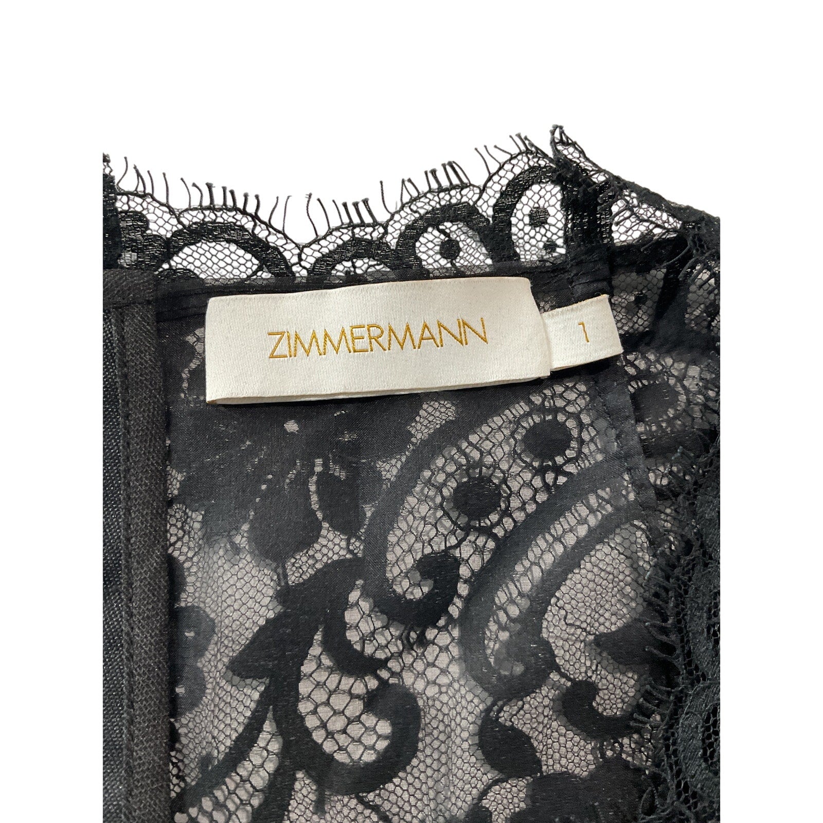 Zimmermann Dancer Black Cotton Paneled Organza, Tulle And Lace Blouse Size 1