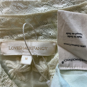 LoveShackFancy Hand Dyed Apple Green And Light Blue Ronda Blouse Size M