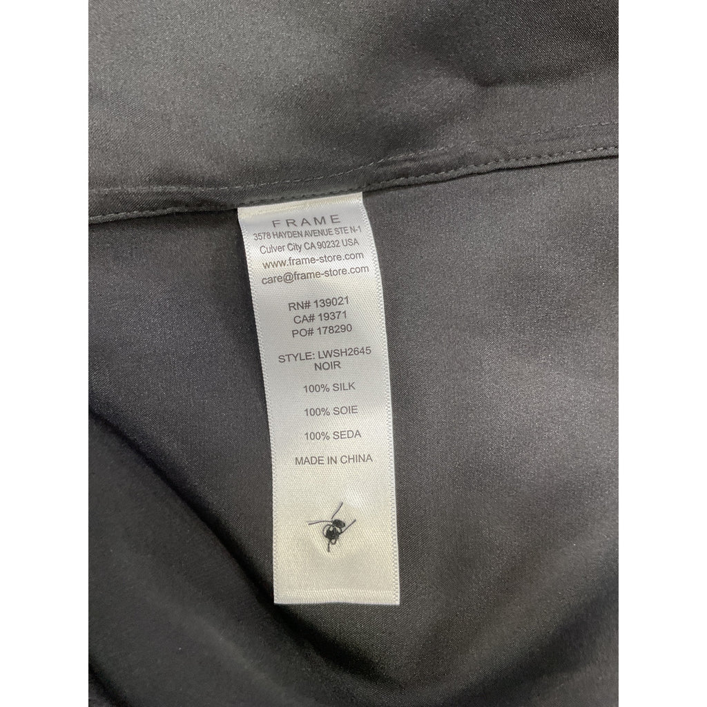 Frame 'Gillian' Black Silk Satin Top Size M
