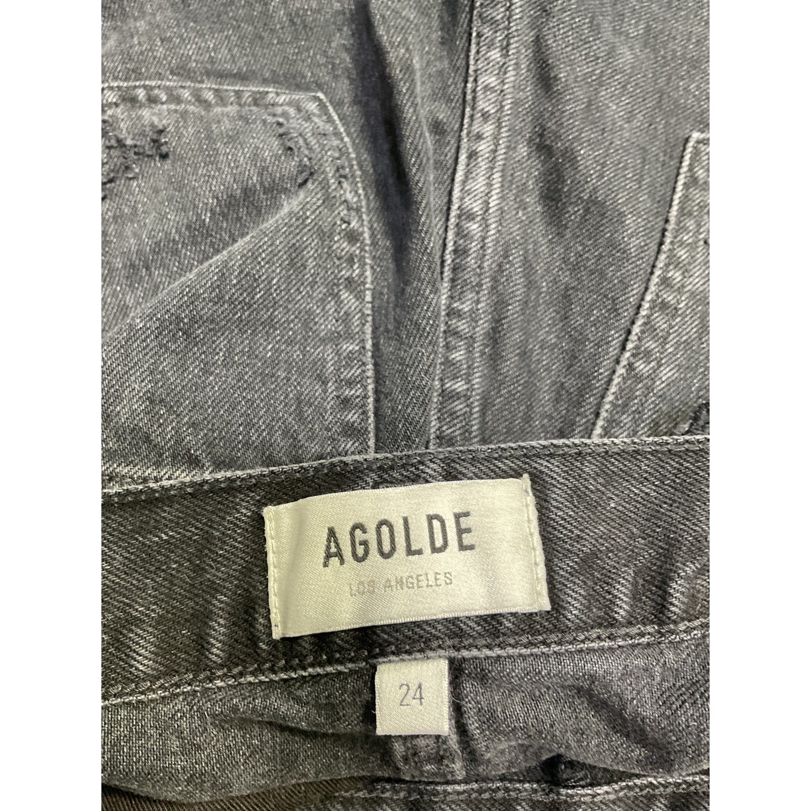 Agolde 'Dee' Black Cotton Denim Cutoff Shorts Size 24