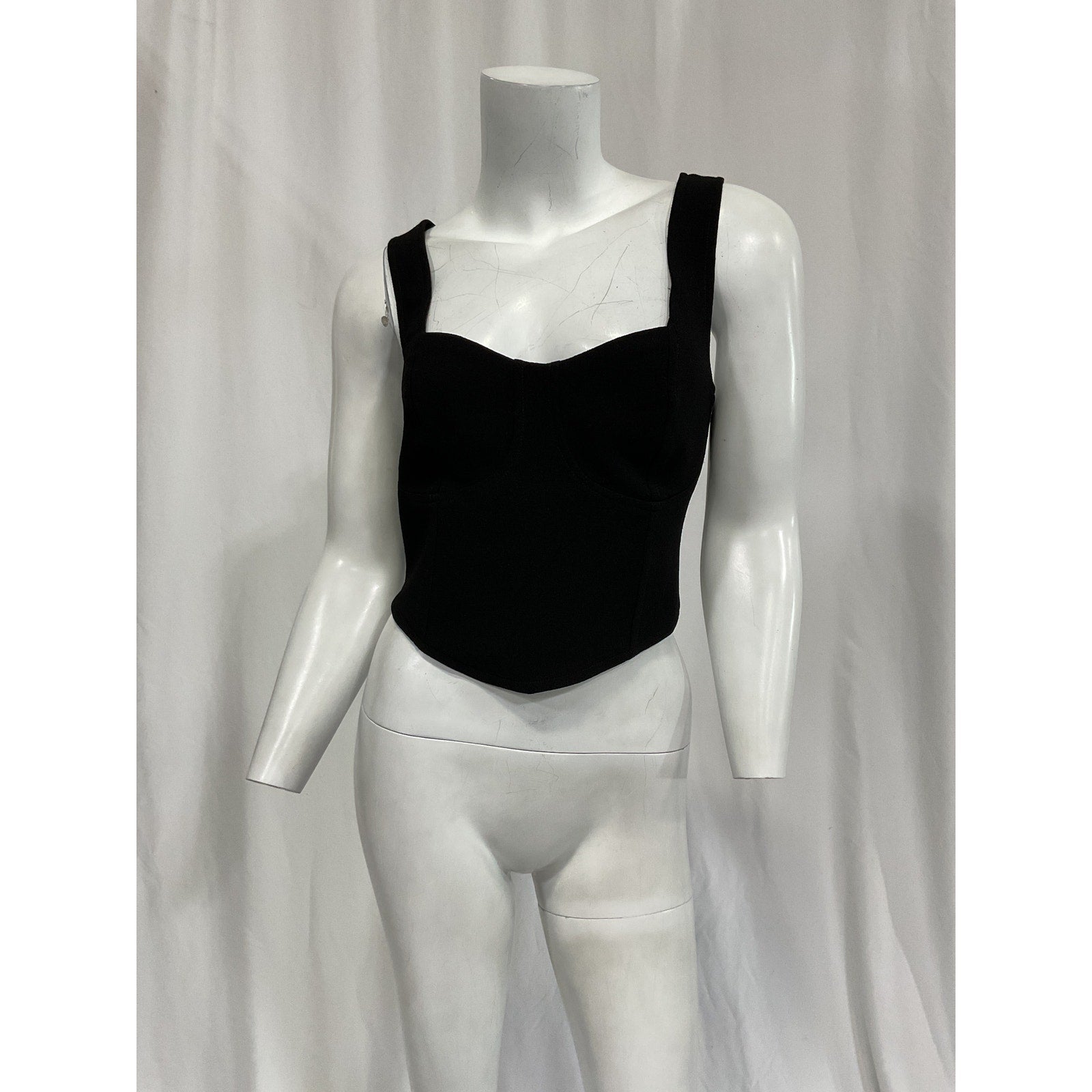 Shona Joy 'Amura' Black Crepe Corset Bustier Top/ Blouse Size 8