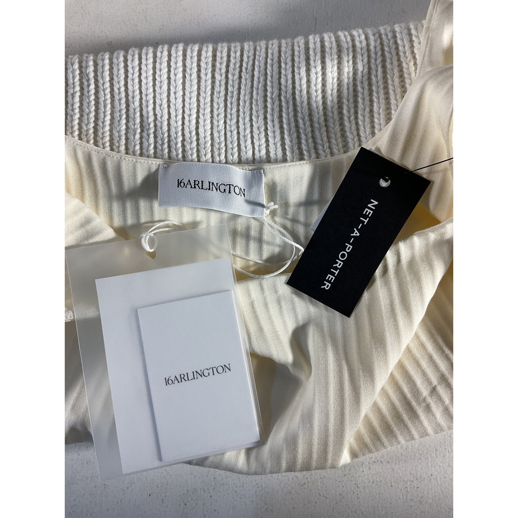 16Arlington 'Keo' White Cotton-Trimmed Ribbed Stretch-Jersey Scoop Neck Tank Size 2 - NWT
