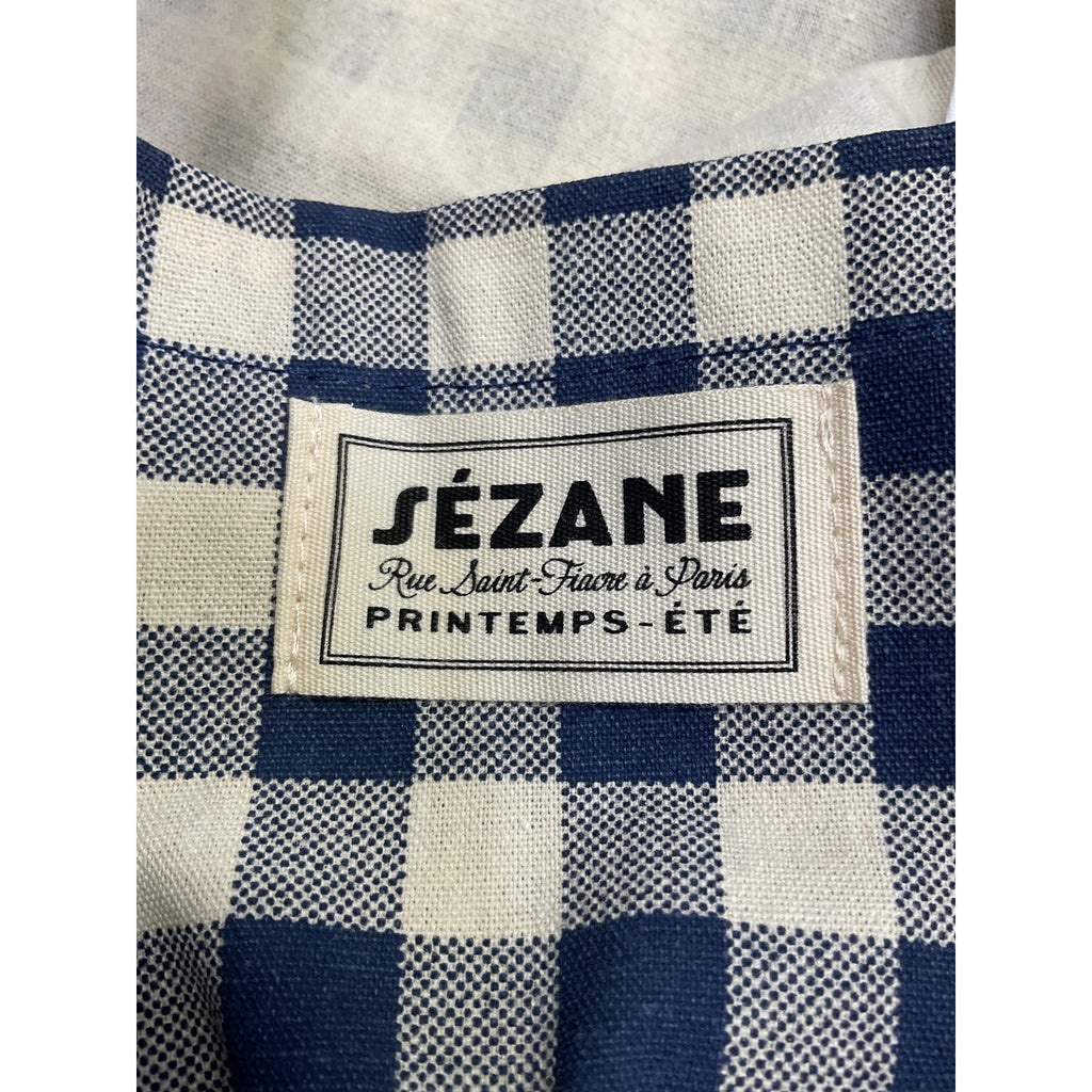 Sézane 'Vichy' Blue Canvas Tote Bag