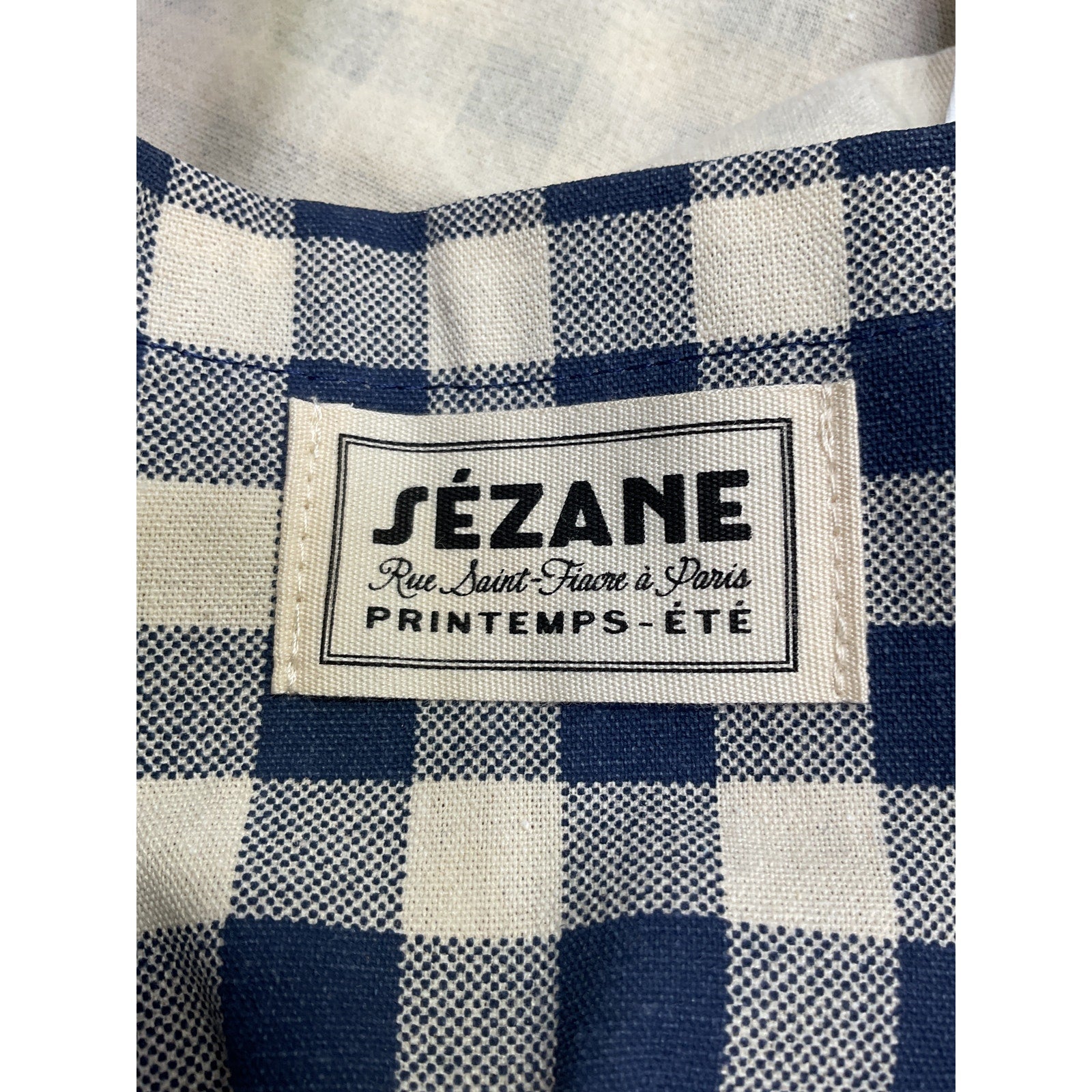 Sézane 'Vichy' Blue Canvas Tote Bag