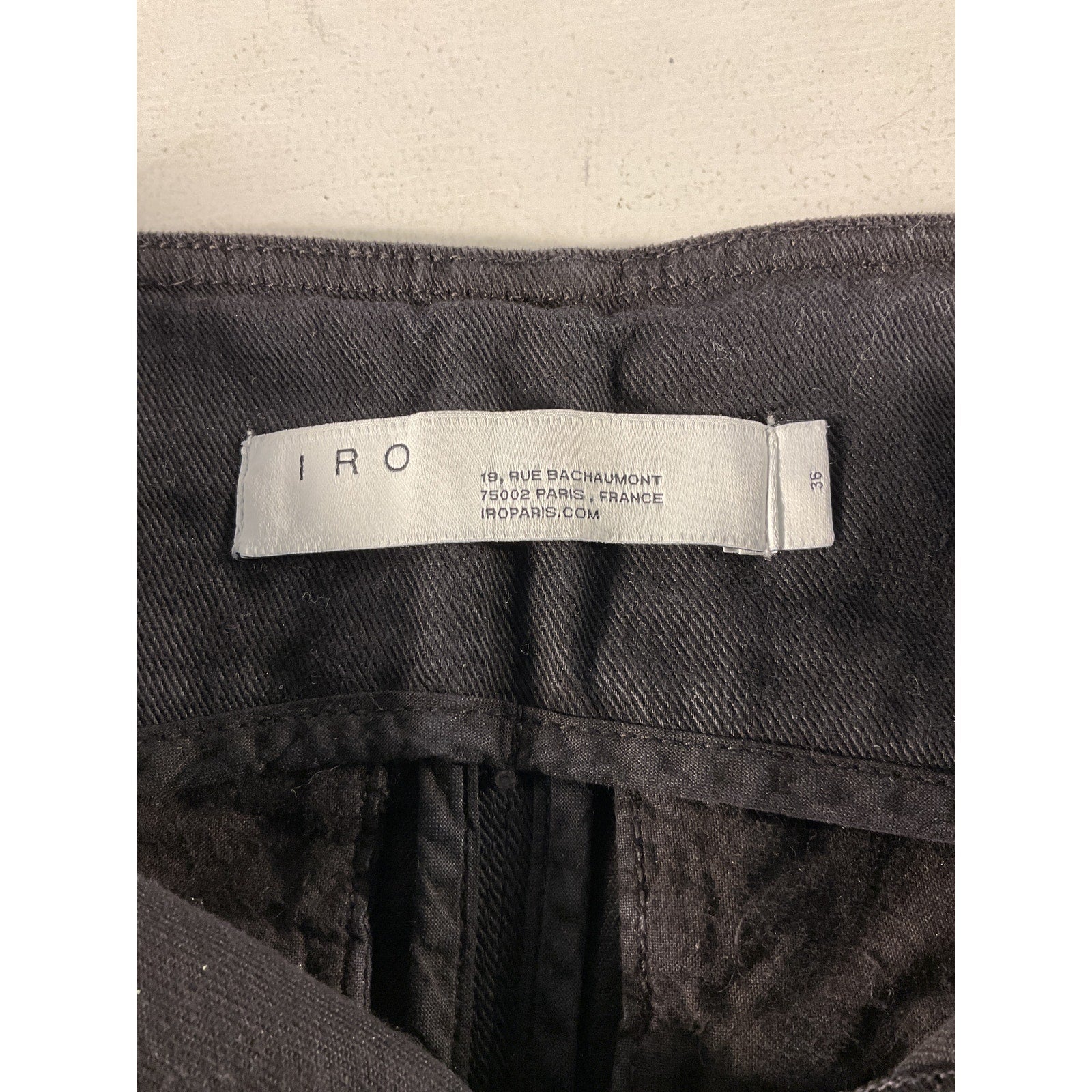 Iro 'Binda' Black Frayed Denim Mini Skirt Size 4