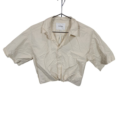 Frame Chic Flax Cropped Twist Front Size M Shirt