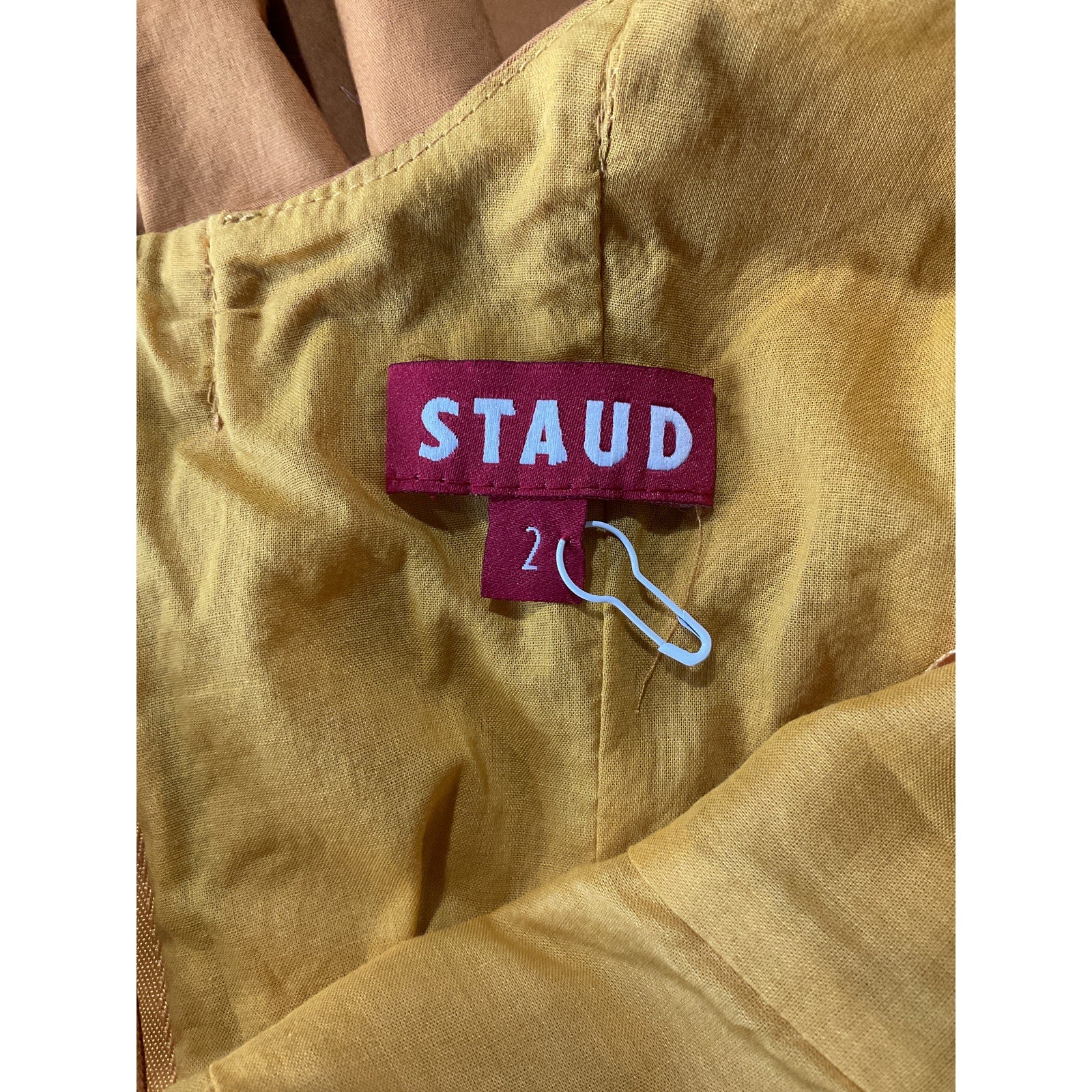 Staud Mini Wells Gold Cotton Dress Size 2
