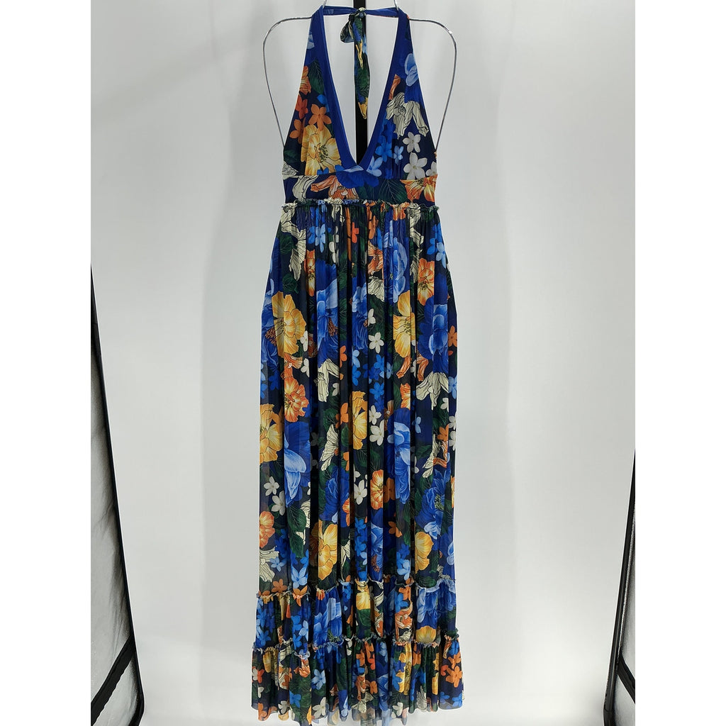 Agua Bendita X Revolve 'Ashley' Blue Polyester Maxi Dress Size M