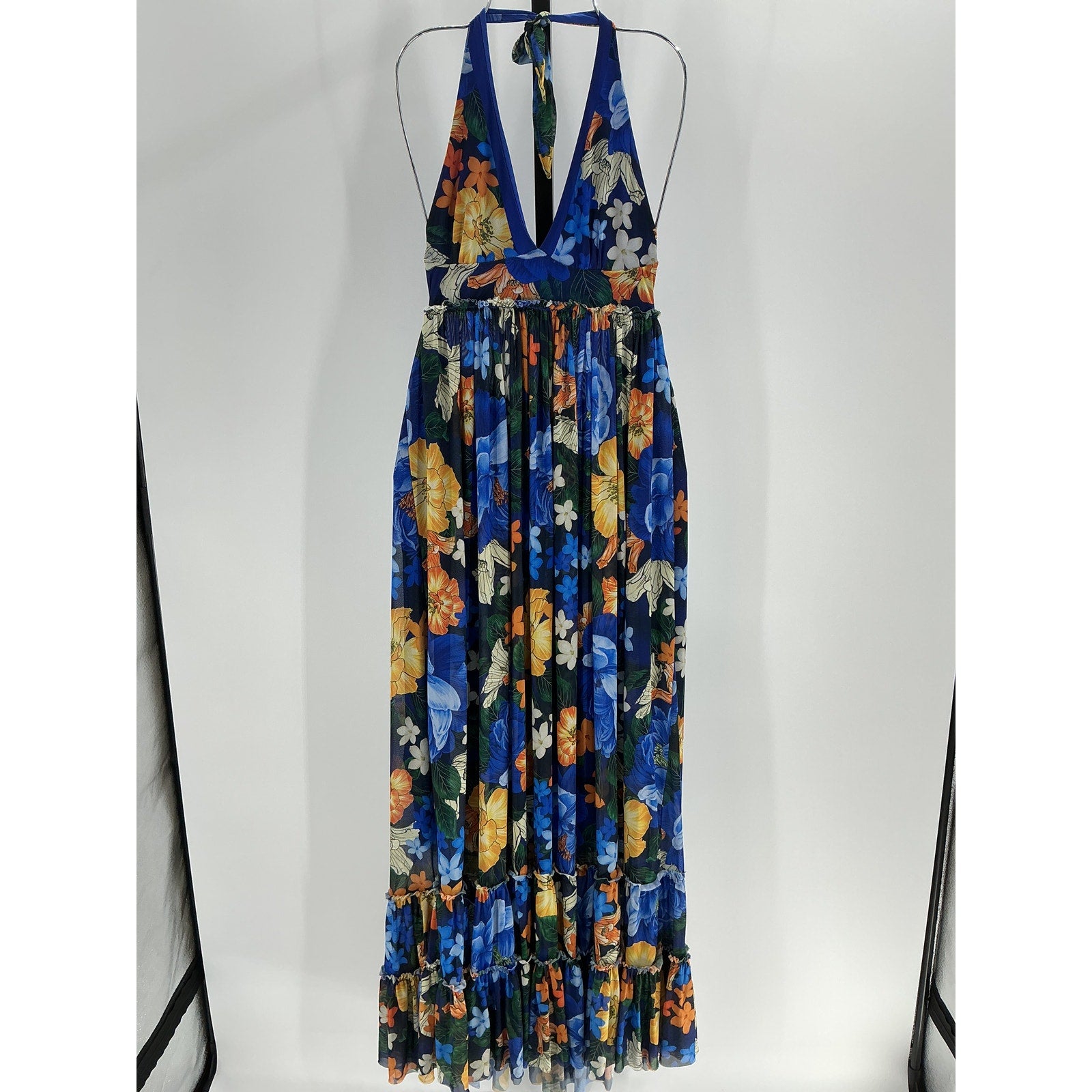 Agua Bendita X Revolve 'Ashley' Blue Polyester Maxi Dress Size M