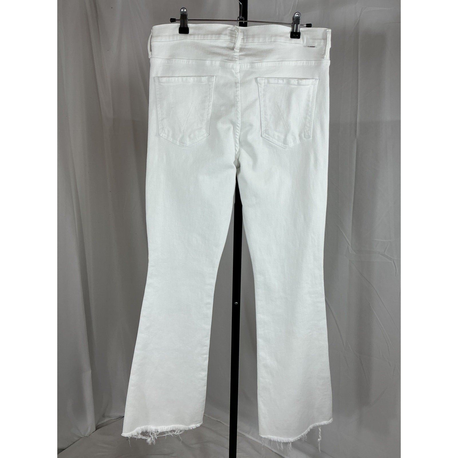 Mother White Cotton High Waist Fray Hem Flare Jeans Size 33