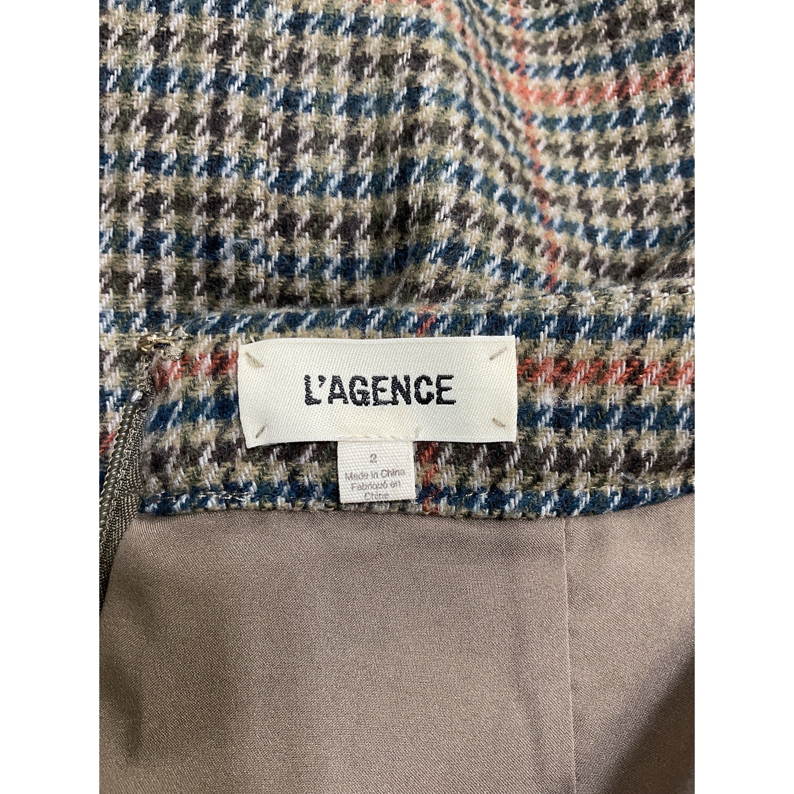 L'Agence 'Zander' Blue Polyester Plaid Mini Skirt Size 2