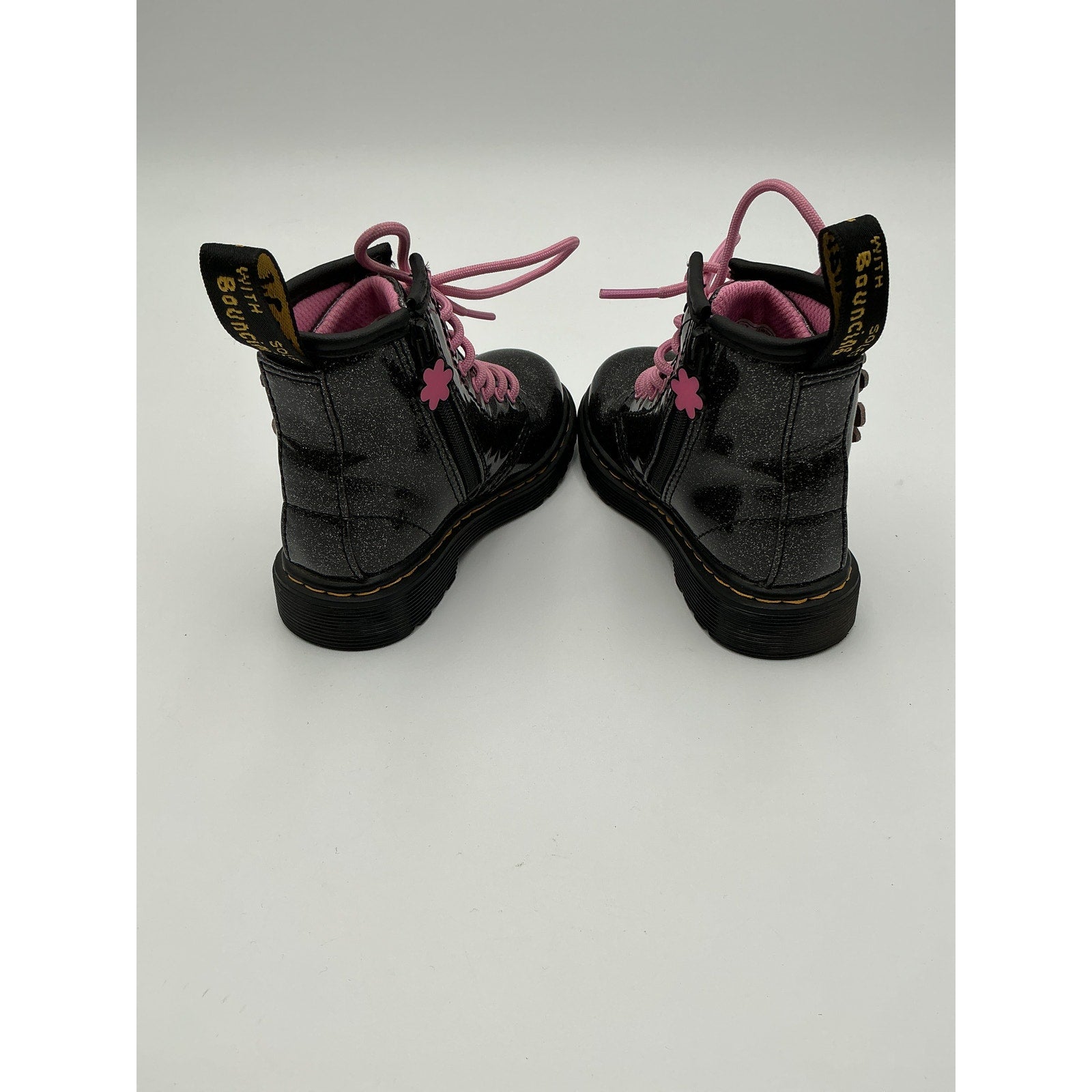 Dr. Martens 1460 Floral Black Leather Combat Boot Size 7 Kids