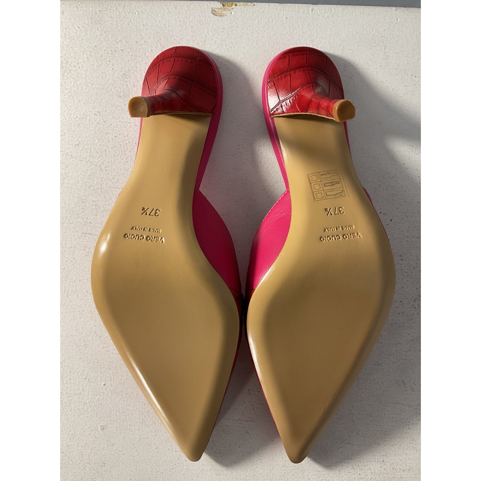 Gia Borghini x Miaou Pink 'June' Leather Croc Embossed Mule Size 7.5