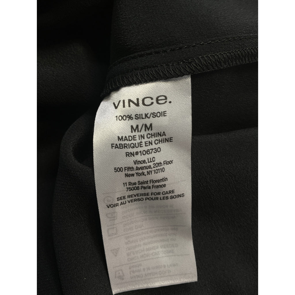 Vince Long Sleeve Black Silk Blouse Size M