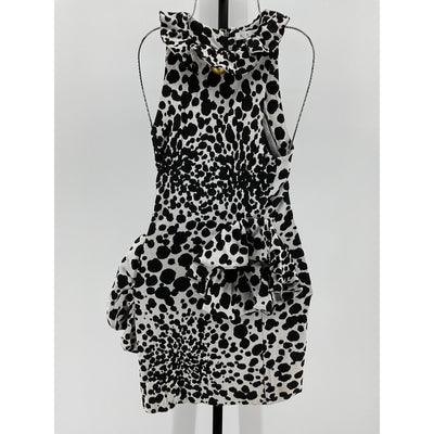 Area 'Dalmatian' Black Viscose Flower Mini Dress Size S