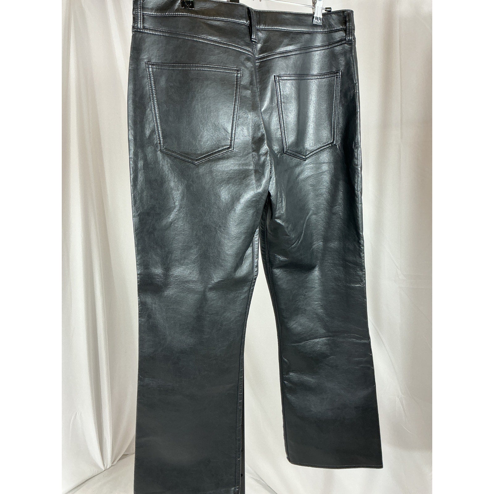 Agolde Recycled Black Leather Relaxed Boot Pant Size 32 - NWT