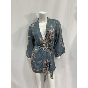 Allsaints 'Carina' Blue Viscose Kuroyuri Silk Blend Kimono Coat Size