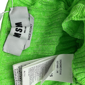 Msgm Ribbed Green Ruffle Bust Knit Top Size XS