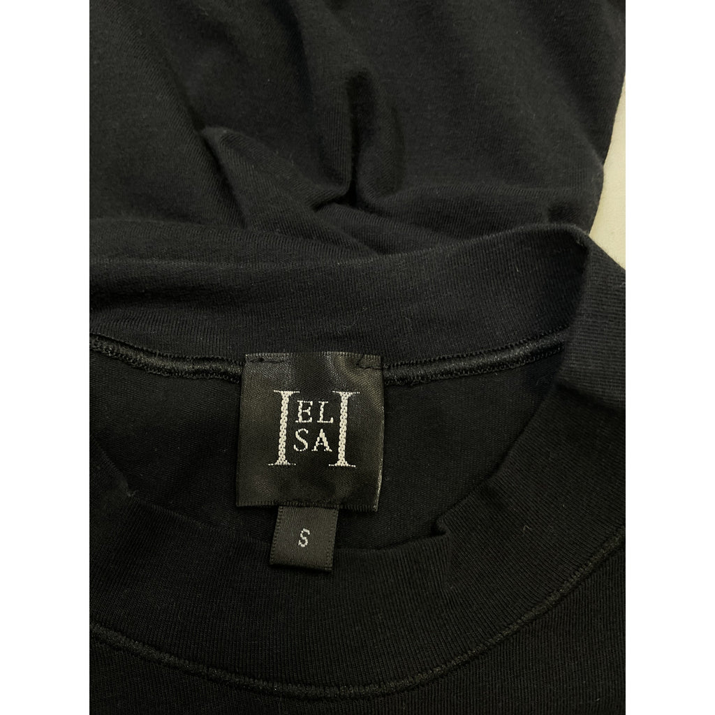 Helsa Jersey Mock Neck Black Cotton Mini Dress Size S