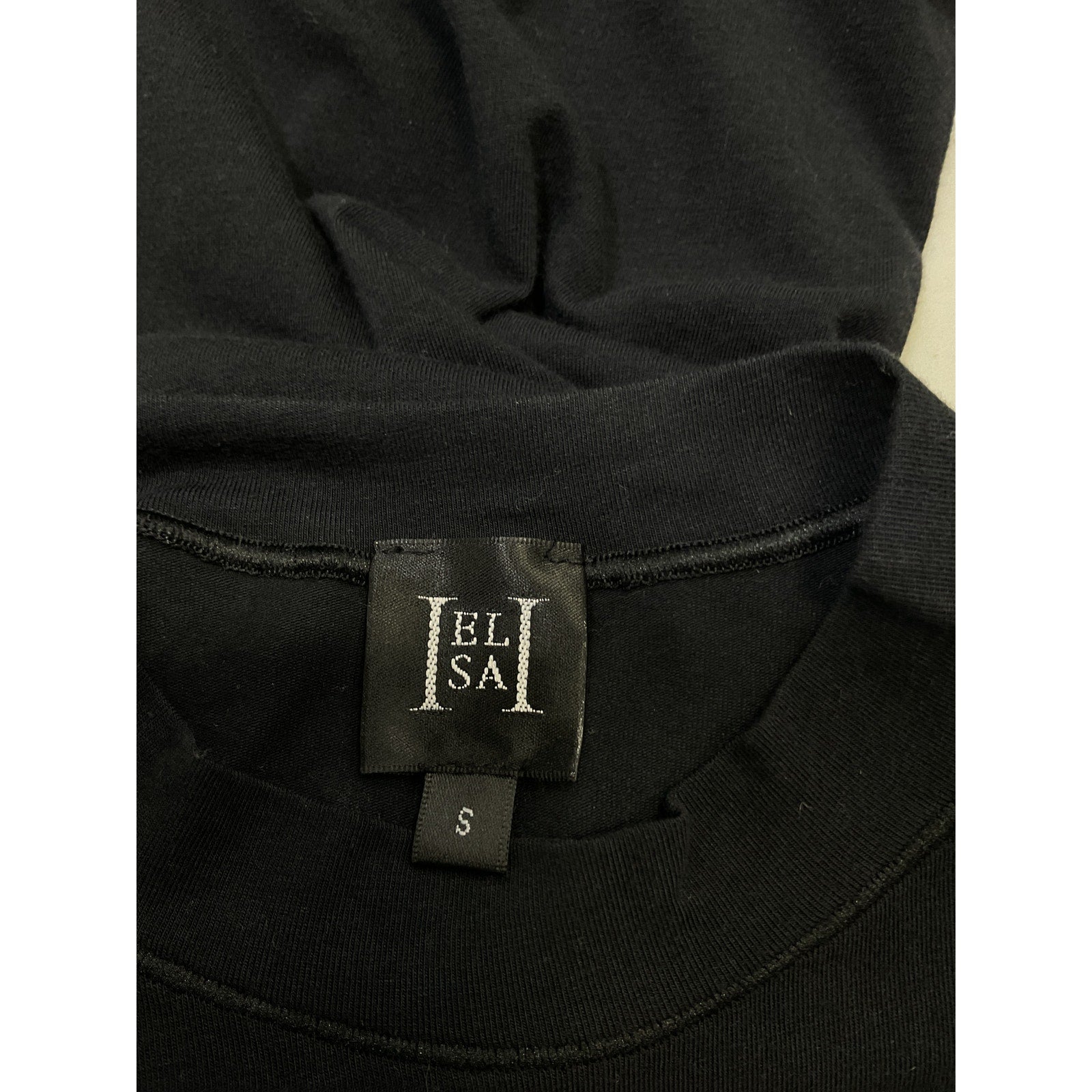 Helsa Jersey Mock Neck Black Cotton Mini Dress Size S