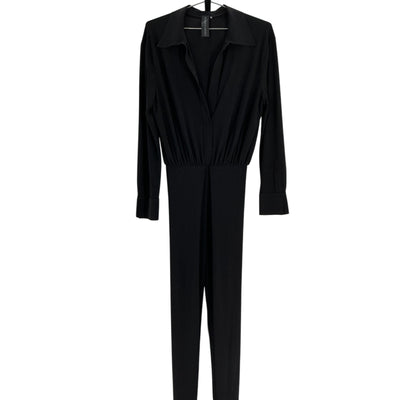 Norma Kamali Sleek Black Shirt Legging Jumpsuit Size S