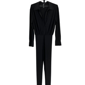 Norma Kamali Sleek Black Shirt Legging Jumpsuit Size S