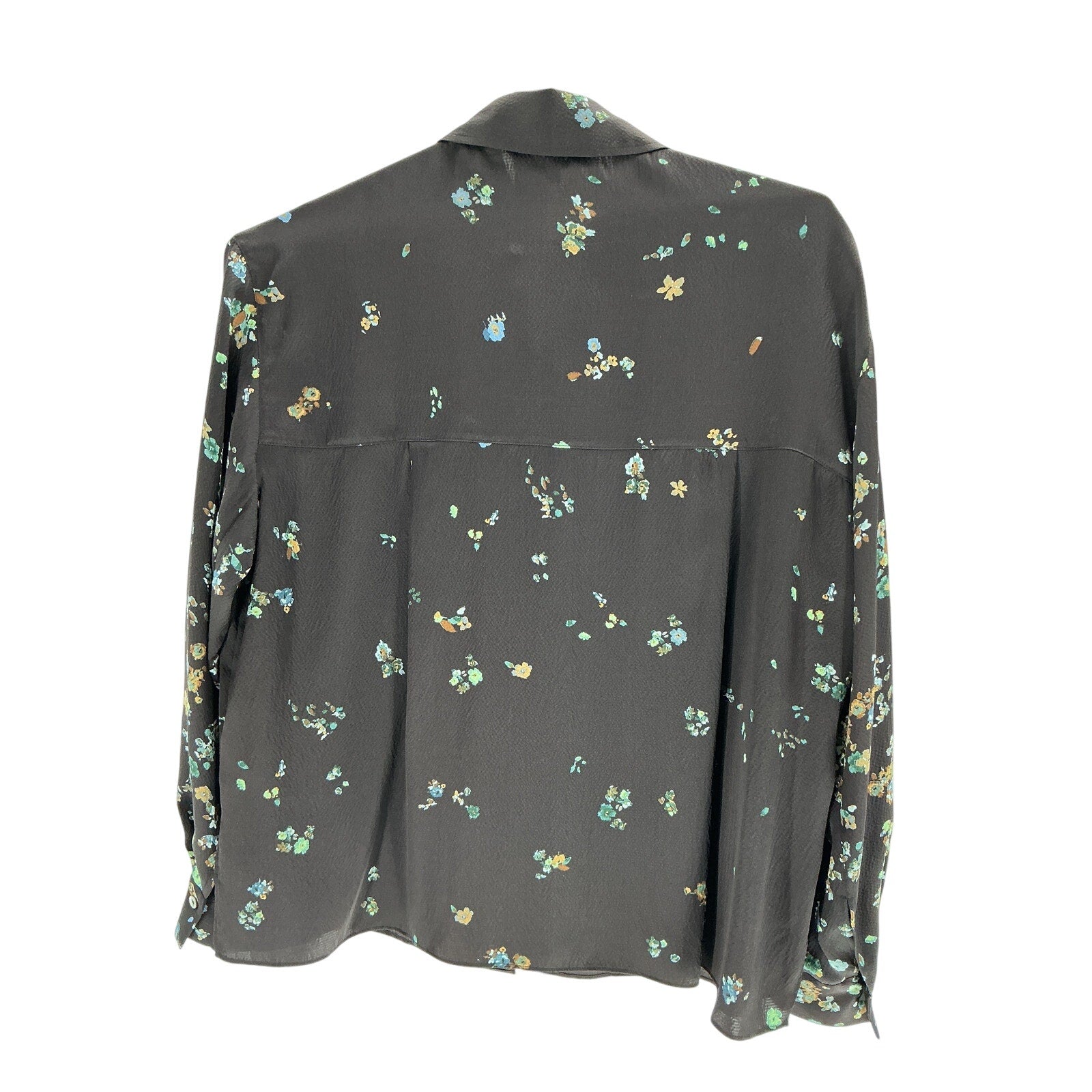 Vince Scattered Floral Black Silk Blouse Size XS - NWT