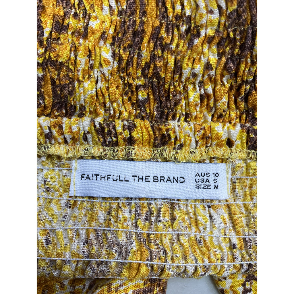 Faithfull 'The Brand' Yellow Rumi Midi Dress Size M