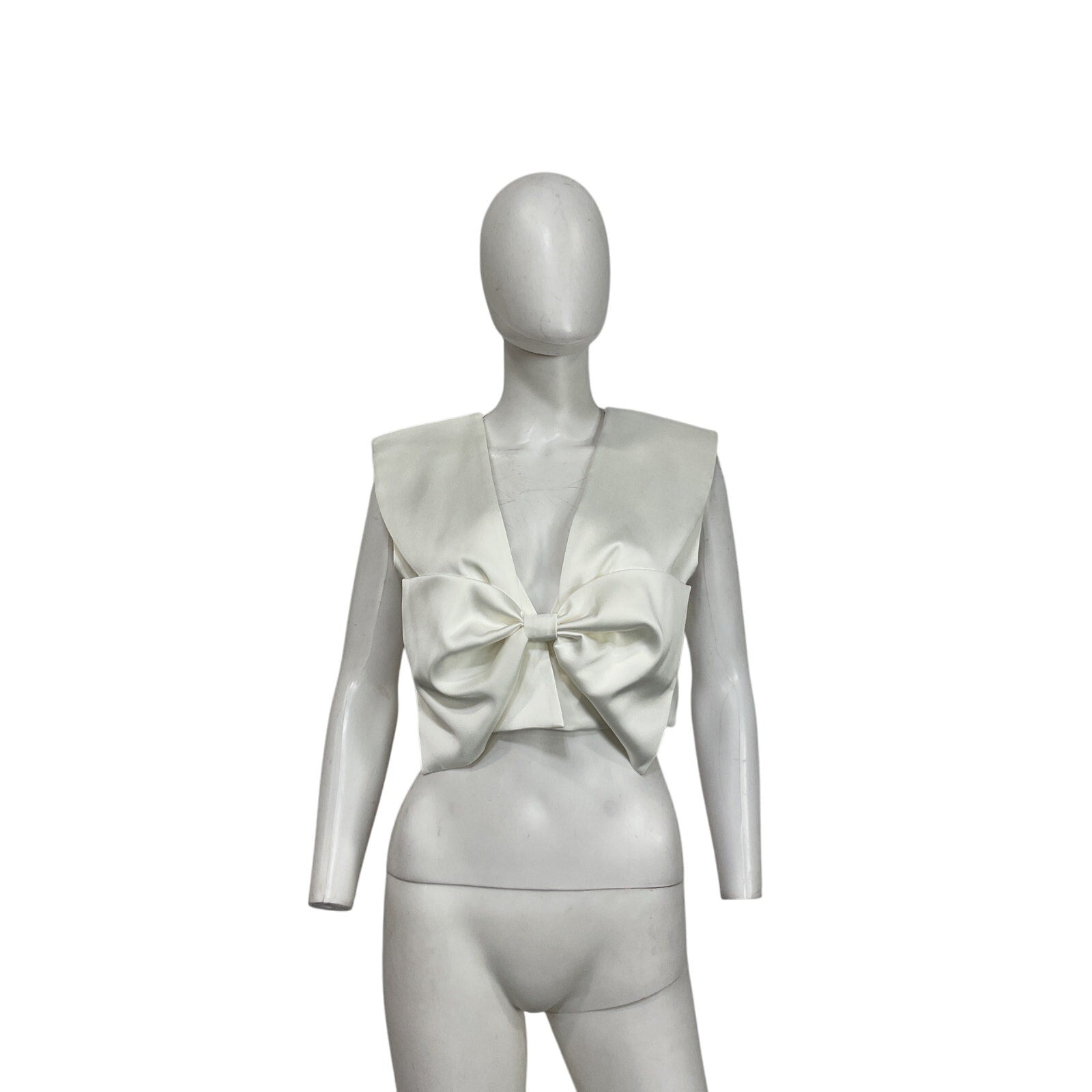 Sandro Satin-Effect White Polyester Crop Top Size 1