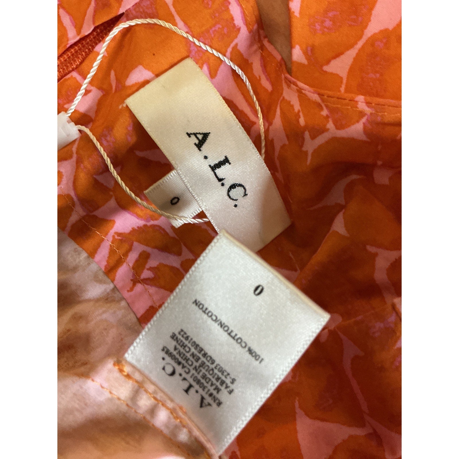 A.L.C. 'Lexi' Orange Cotton Dress Size 0