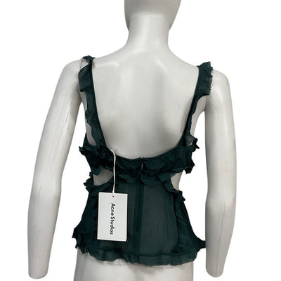Acne Studios Ruffled Teal Strap Top Size 40 NWT