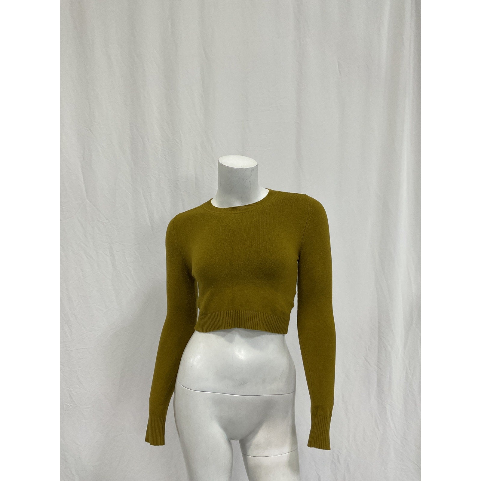 Joostricot Long Sleeve Green Cotton Crop Top Size XS