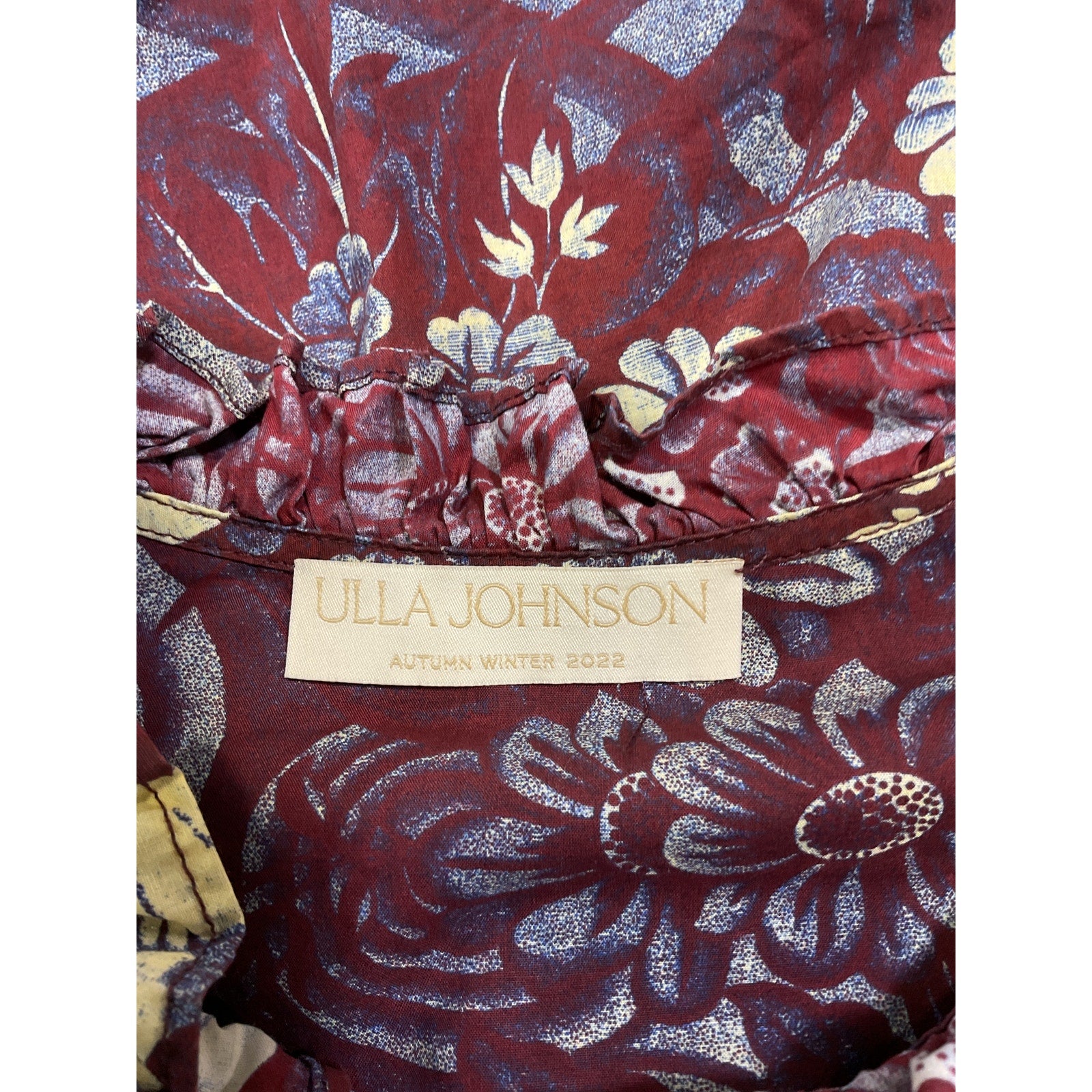 Ulla Johnson 'Letty' Red Poplin Top Size 2