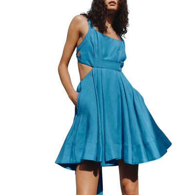 Aje Chic Azure Blue Clara Tie Back Dress Size 8/ US 4