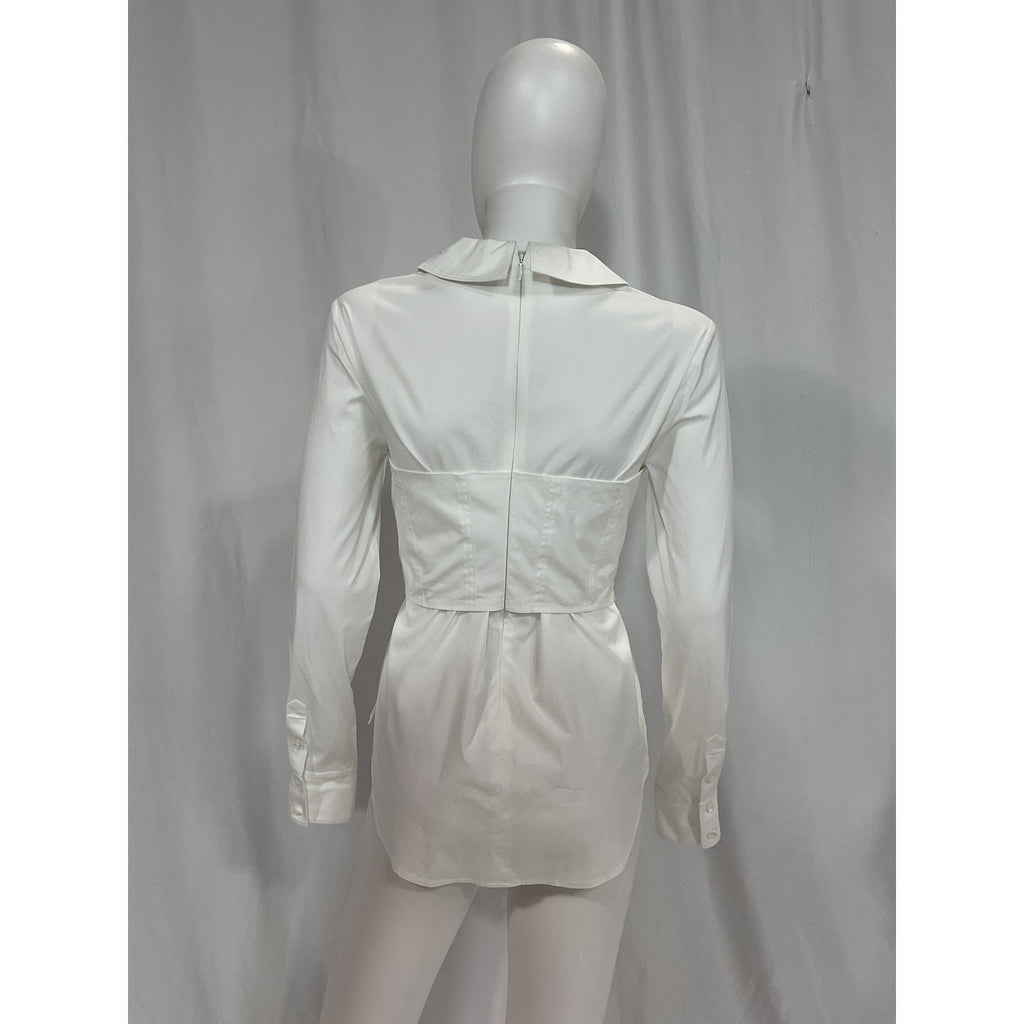 Veronica Beard 'Keora' White Cotton Poplin Top Size 2