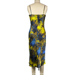 L'agence Sleek Blue Chartreuse Tie Dye Jodie Dress Size 0 NWT
