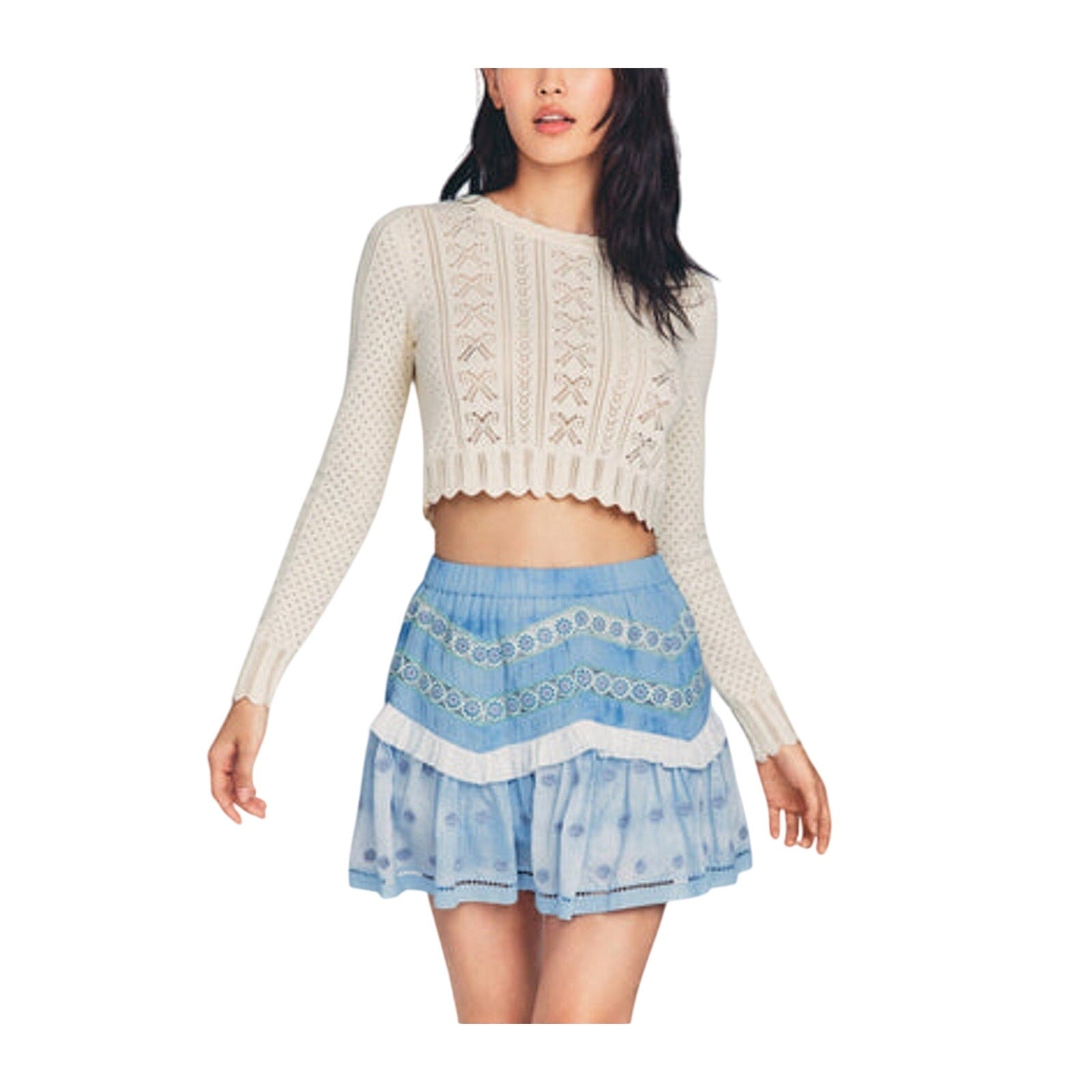 Loveshackfancy 'Felice' Blue Cotton Mini Skirt Size M